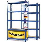 Floordirekt Étagère de rangement pour charges lourdes, lot de 2, bleu, 200 x 100 x 50 cm, étagère pour cave, entrepôt, atelier, établi, 5 niveaux réglables (Lakota)