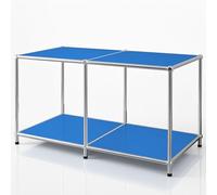 Floordirekt Étagère, Étagère en métal, Buffet - Bleu, Chrome, 46Hx80Lx40P cm - Système modulaire à emboîter au design moderne, Étagère en métal pour salon, bureau, couloir - Étagère cube Concept Epure