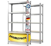 Floordirekt Étagère pour charges lourdes, lot de 2, galvanisée 150 x 75 x 30 cm Étagère modulable, étagère de cave, étagère de stockage, étagère d'atelier, établi - 5 étages réglables (Lakota)