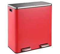 Floordirekt Felix Poubelle en acier inoxydable, système de tri à 2 compartiments, avec amortisseur de fermeture, 2 bacs amovibles, 30 ou 60 litres (rouge #, 2 x 30 litres)