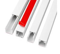 Floordirekt Goulotte de câble autocollante - Blanc - 1 m - 10 pièces - 20 x 10 mm - Cache-câbles blanc pour TV, mur et bureau - (Oskar 20 x 10 mm)