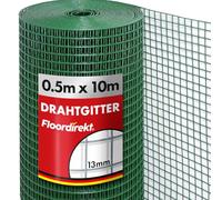 Floordirekt Grillage à mailles fines pour volière - 50 cm de haut x 10 m de long - Treillis métallique 4-angles, grillage anti-rongeurs, fil pour oiseaux, grillage pour volière, fil de clôture