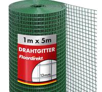 Floordirekt Grillage métallique à mailles fines - 100 cm de haut x 5 m de long - Grillage surélevé - Grillage métallique à 4 coins - Grille pour rongeurs, oiseaux, volière, grillage - Grillage en PVC