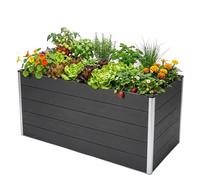 Floordirekt Kasos Jardinière surélevée 150 x 70 x 75 cm Anthracite WPC - Résistant aux intempéries et facile d'entretien, pour jardin, balcon ou terrasse