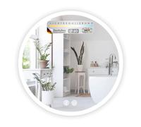 Floordirekt Liora Miroir de salle de bain avec éclairage rond 60 cm - Intensité variable en continu par toucher - Blanc