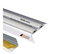Floordirekt Nez de Marche Auto-Adhésif en Aluminium - Protection des Bords en Caoutchouc Antidérapant pour Stratifié, Parquet - Profilé d'Escalier et d'Angle Gris, 100 cm