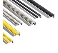 Floordirekt Nez de Marche Perforé en Aluminium Avec Protection Antidérapante, Pour Stratifié, Parquet, Escalier, Angle, Gris, 90 cm