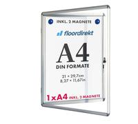 Floordirekt | Panneau d'affichage en aluminuim, vitrine d'affichage avec serrure à clé | Panneau arrière magnétique - Porte avec serrure - Cadre en aluminium | 24 aimants inclus| 1 x A4