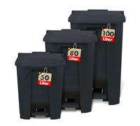 Floordirekt Poubelle de 80 litres, couvercle gris, poubelle pour cuisine et bureau, système de tri sélectif, à pédale, poubelle à pédale avec mécanisme Step-on, corbeille à papier, poubelle Olaf