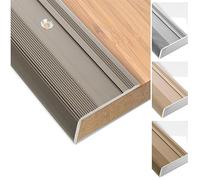 Floordirekt Profilé de bord d'escalier en aluminium - 134 cm de long - 1 pièce avec vis et chevilles - Profilé de marches pré-percé en forme de L - Profil d'angle 37 mm de largeur x 17 mm de hauteur