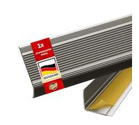 Floordirekt Profilé de bord d'escalier en forme de L en aluminium, 1 pièce, 100 x 3,5 x 3 cm, autocollant, champagne pour parquet et stratifié, matériel de montage inclus, profil de marches en 3