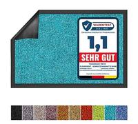 Floordirekt | Rhine | Paillasson, Tapis d'entrée | Antidérapant, Couleur Unique | Tapis d'entrée Lavable, certifié Oeko-Tex | Turquoise, 90 cm x 120 cm