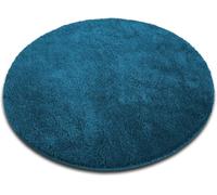 Floordirekt Sky - Tapis de bain rond dense et moelleux - Sensation de bien-être - Antidérapant lavable certifié sans substances nocives - Bleu pétrole, 120 cm (rond)