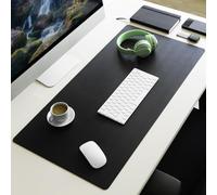 Floordirekt Sous-main en cuir synthétique - Tapis de bureau pour bureau et école - Tapis de souris - Tapis de bureau - Noir - 60 x 35 cm