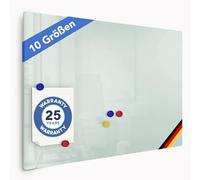 Floordirekt - Tableau blanc verre sans cadre/incluant 3 aimants - Tableau magnétique - Magnétique et inscriptible - Tableau d'écriture - Mur magnétique - Tableau mural - Blanc, 65 x 100 cm