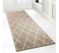Floordirekt Tapis Cosenza - Design moderne en losanges - Finition de qualité supérieure - Dos en gel antidérapant - Disponible en 5 couleurs et de nombreuses tailles - 80 x 250 cm - Beige