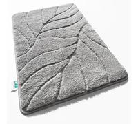 Floordirekt Tapis de bain extra moelleux et à séchage rapide - Avec dos antidérapant - Tapis de bain - Tapis de douche (Maris) (argenté, 80 x 150 cm)