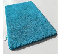 Floordirekt - Tapis de Bain Sky Soft à Poils Longs - Doux et Moelleux Aspect Shaggy - Antidérapant Lavable - Certifié Öko-Tex 100 - Bleu Pétrole, 50 x 60 cm