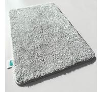 Floordirekt - Tapis de Bain Sky Soft à Poils Longs - Doux et Moelleux Aspect Shaggy - Antidérapant Lavable - Certifié Öko-Tex 100 - Gris Argenté, 50 x 80 cm