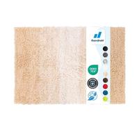 Floordirekt Tapis de bain Wave, Tapis de bain rond, Sensation dense et moelleuse de bien-être pour votre maison, Tapis de bain antidérapant lavable, testé sans substances nocives Beige/Blanc 50 x 80