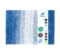 Floordirekt Tapis de bain Wave, Tapis de bain rond, Sensation dense et moelleuse de bien-être pour votre maison, Tapis de bain antidérapant lavable, testé sans substances nocives Bleu/Blanc 50 x 80 cm