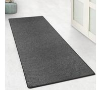 Floordirekt Tapis de cuisine 200x100cm pour cuisine, couloir, chambre et salon antidérapant et lavable avec aspect sisal - Tapis de couloir - Tapis roulant sur mesure en sisal Anthracite Calcutta