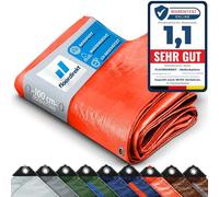 Floordirekt | Toile multiusage avec Oeillets | Bâche de Protection | Toile de Tente pour Le Camping et Le Jardin, imperméable | Orange, 8m x 10m = 80m² (80 g/m²)