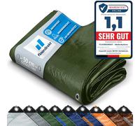Floordirekt | Toile multiusage avec Oeillets | Bâche de Protection | Toile de Tente pour Le Camping et Le Jardin, imperméable | Vert, 6m x 10m = 60m² (140 g/m²)