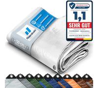 Floordirekt | Toile multiusage avec Oeillets | Bâche de Protection | Toile de Tente pour Le Camping et Le Jardin, imperméable | Blanc, 8m x 10m = 80m² (140 g/m²)