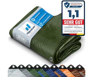 Floordirekt | Toile multiusage avec Oeillets | Bâche de Protection | Toile de Tente pour Le Camping et Le Jardin, imperméable | Vert, 6m x 10m = 60m² (140 g/m²)