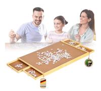 Floordirekt Yukon Table puzzle portable avec tiroirs, 76 x 57 cm, pour puzzle jusqu'à 1000 pièces, en bambou et MDF
