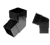 Floplast carré de 65 mm Tuyau de descente 112.5 ° Offset Bend - Noir - Lot de 2