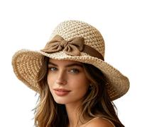 Floppy Straw Beach Hats With Bow - Crushproof Roll Packable Memory Wire Brim, 100 Percent Lock Stitched Zero Glue Trim, Breathable High Flex Raffia Braid, Moisture Wicking Internal Sweatband | For Vac