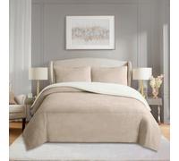 FLORA CASA Couette Hiver 2 Personnes, Edredon,Couverture Chaude Laine & Sherpa Polaire 4.5kg, 260x260 cm avec 2 Taies d'oreiller 50x70 cm, Taupe (Taupe, Full(260X260+2X50X70CM))