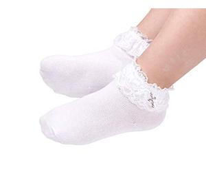 Flora Chaussettes de première communion/confession/concours de beauté pour fille, blanc, L