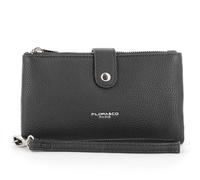 flora & co - Grand Portefeuille Double Plis Femme avec Lanière Amovible - Porte-Monnaie Cartes Similicuir Grainé - Classique Polyvalent - Noir