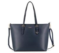 flora & co - Grand Sac à Main Femme Format A4 Similicuir Grainé - Sac Cabas Fourre-Tout Cours Lycée - Sac Shopping Taille XL Léger - Elégant Classique - BLEU MARINE