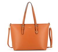 flora & co - Grand Sac à Main Femme Format A4 Similicuir Grainé - Sac Cabas Fourre-Tout Cours Lycée - Sac Shopping Taille XL Léger - Elégant Classique - CAMEL