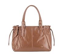 flora & co Grand Sac Bowling Lacet Similicuir Lisse - Cabas Shopper Format A4 Cours Travail - Sac A Main Souple Léger - Chic Mode - Camel