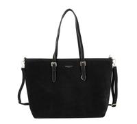 flora & co Grand Sac Cabas Bandoulière Femme Similicuir Effet Daim - Sac A Main Shopping Format A4 Cours Travail - Grande Capacité - Noir