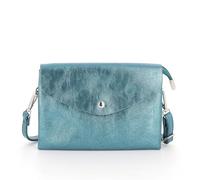 FLORA CO PARIS - Petit Sac Bandoulière Femme Similicuir Irisé - Sacoche Messenger 2 Compartiments A Magnétique - Pochette Besace Léger Mariage Fête - Chic Mode - Bleu Canard