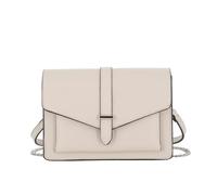 FLORA CO PARIS - Petit Sac Double Bandoulières Chaîne A Magnétique - Sacoche Rigide Similicuir - Sac Ville Soirée Mariage - Chic Minimal - Beige