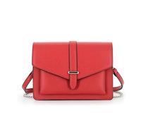 FLORA CO PARIS - Petit Sac Double Bandoulières Chaîne A Magnétique - Sacoche Rigide Similicuir - Sac Ville Soirée Mariage - Chic Minimal - Rouge