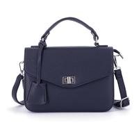 FLORA CO PARIS - Sac A Main Avec Bandoulière Pour Femme - Sacoche A Tourniquet En Similicuir Grainé - Besace Cartable Ville Taille Moyen - Elégant Tendance - Bleu Marine