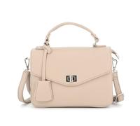 FLORA CO PARIS - Sac A Main Avec Bandoulière Pour Femme - Sacoche A Tourniquet En Similicuir Grainé - Besace Cartable Ville Taille Moyen - Elégant Tendance - Beige