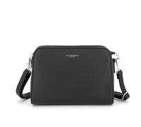 FLORA CO PARIS - Sac Bandoulière Ajustable Pour Femme - Sacoche Multi-Poches En Similicuir Grainé - Besace Ville Fourre-Tout Forme Trapèze - Chic Mode - Noir