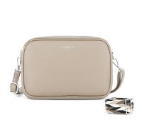 FLORA CO PARIS Sac Bandoulière Large Femme 3 Poches - Besace Ville Fourre-Tout Similicuir Grainé - Tendance Mode (Beige)