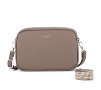 FLORA CO PARIS - Sac Bandoulière Large Femme 3 Poches - Besace Ville Fourre-Tout Similicuir Grainé - Tendance Mode - TAUPE FONCE