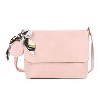 FLORA CO PARIS Sac Bandoulière Messenger Similicuir Souple Léger Avec Pompon Bande Foulard Amovible - Rose