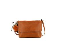 FLORA CO PARIS Sac Bandoulière Similicuir Souple Léger - Sacoche Ville Avec Pompom Bande Foulard Amovible - Sac Messenger Rectangle Porté Epaule - Simple Rétro - Camel